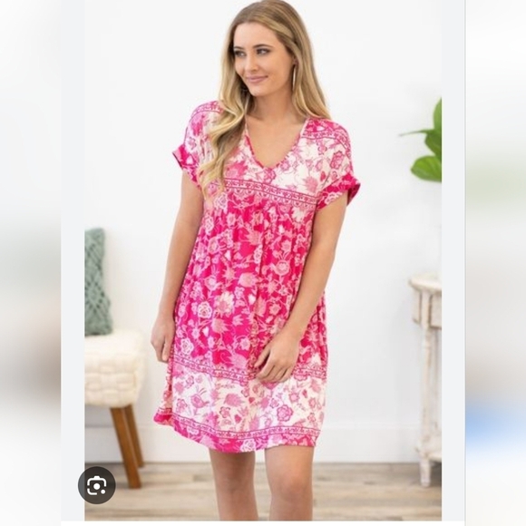 white birch Dresses & Skirts - white birch Pink Floral Midi Dress